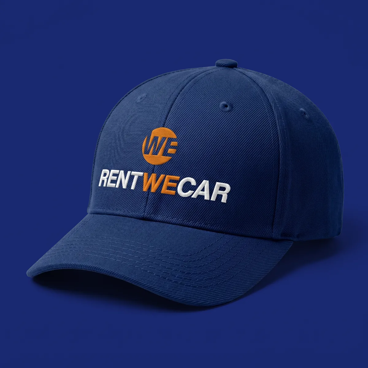 Navy cap with the RentWeCar logo on the front.